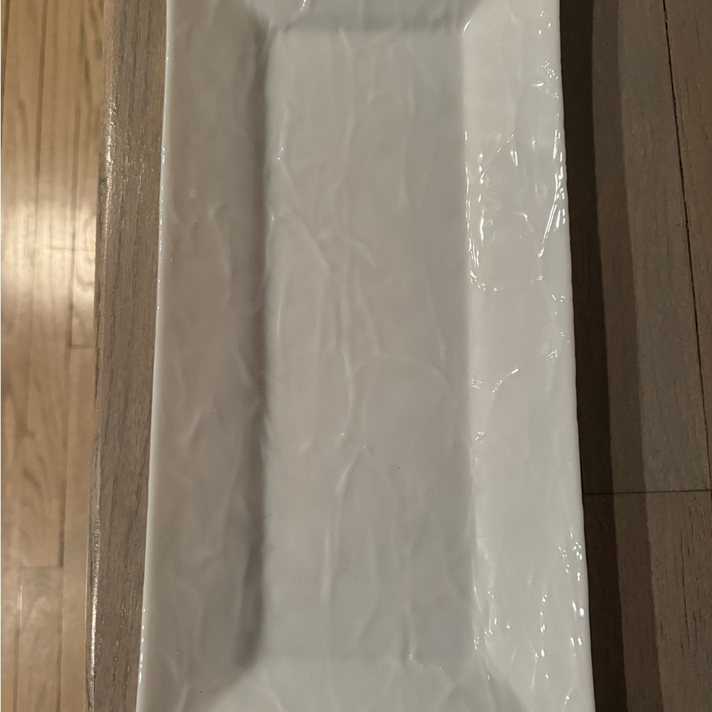 Textured Glass Tray - White